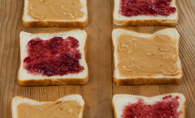 peanut butter and jam on bread