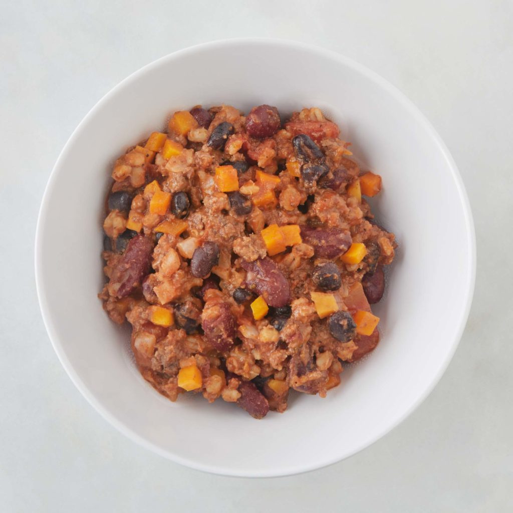 family meal beef butternut squash chili