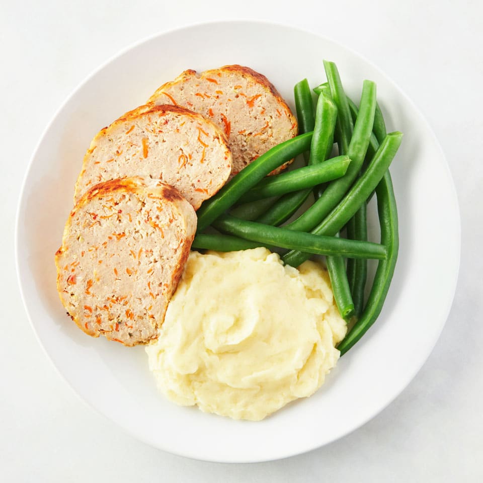 dinner ideas for kids | Turkey Meatloaf with Mashed Potatoes & Green Beans | Nurture Life