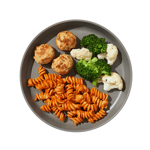 Chicken Meatballs with Pasta and Vegetables